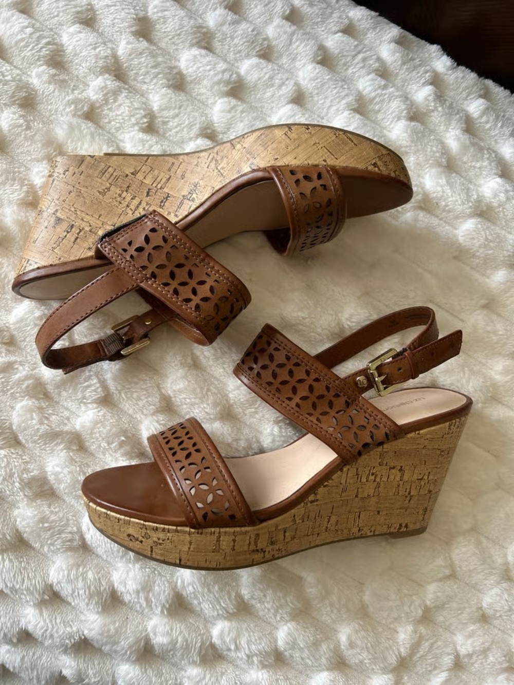 Time and Tru Brown Cork Wedge Sandals